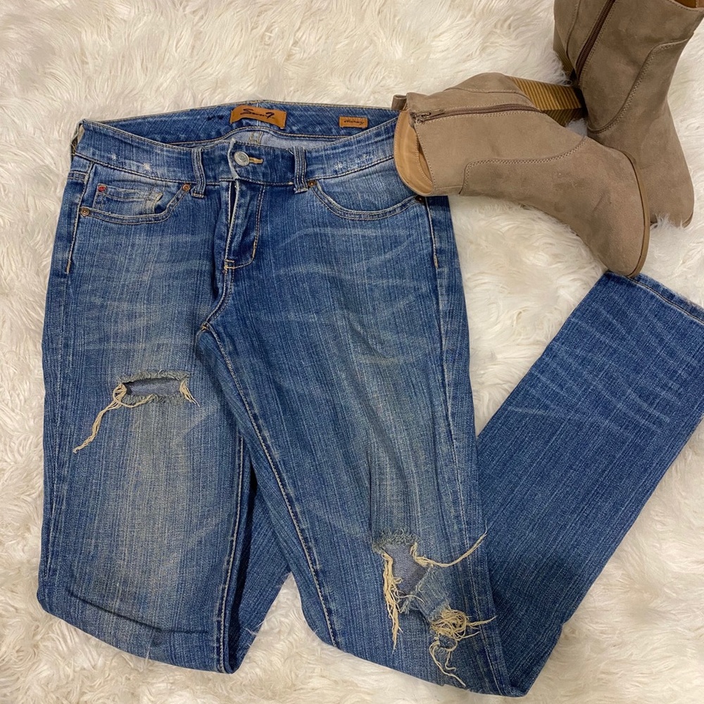 Seven 7 for All Man Kind Distressed Skinny Jeans
